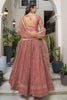 Dazzling Rose Gold Embroidered Net Reception Wear Lehenga Choli