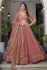 Dazzling Rose Gold Embroidered Net Reception Wear Lehenga Choli