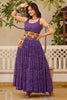 Amazing Purple Bandhani Printed Georgette Traditional Gown