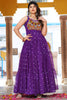 Beautiful Purple Gamthi Work Georgette Navratri Special Gown