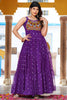 Beautiful Purple Gamthi Work Georgette Navratri Special Gown