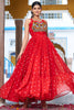 Captivating Red Printed Georgette Navratri Wear Gown