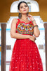 Captivating Red Printed Georgette Navratri Wear Gown