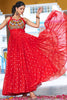 Captivating Red Printed Georgette Navratri Wear Gown