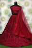 Attractive Red Embroidered Silk Reception Wear Lehenga Choli