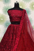 Attractive Red Embroidered Silk Reception Wear Lehenga Choli