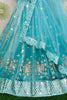 Enchanting Sky-Blue Mirror Work Net Lehenga Choli With Dupatta