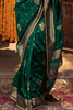Enjoyable Green Zari Weaving Silk Mehendi Wear Saree With Blouse