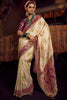 Tantalizing Cream Zari Weaving Silk Traditional Saree With Blouse
