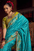 Lovable Sky-Blue Zari Weaving Silk Event Wear Saree With Blouse