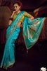 Lovable Sky-Blue Zari Weaving Silk Event Wear Saree With Blouse