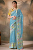 Fantastical Sky Blue Weaving Silk Event Wear Saree With Blouse