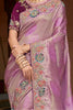Attractive Lavender Sequins Silk Event Wear Saree With Blouse
