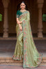 Bewitching Pista Green Sequins Silk Mehendi Wear Saree With Blouse