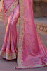 Captivating Pink Sequins Silk Function Wear Saree With Blouse