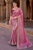 Captivating Pink Sequins Silk Function Wear Saree With Blouse