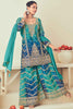 Dazzling Blue Bandhani Print Chinon Eid Wear Sharara Suit