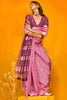 Alluring Dusty Pink Zari Weaving Silk Function Wear Saree With Blouse