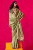 Spectacular Olive Green Zari Weaving Pure Silk Mehendi Wear Saree