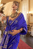 Pretty Royal Blue Zari Weaving Satin Event Wear Saree With Blouse