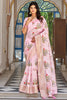 Incredible Pink Thread Work Silk Event Wear Saree With Blouse