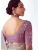 Glamorous Grey Border Work Organza Event Wear Saree With Blouse