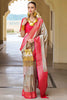 Mesmerizing Grey Zari Woven Silk Traditional Saree With Blouse