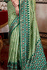 Attractive Pista Green Printed Silk Function Wear Saree With Blouse