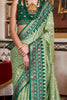 Attractive Pista Green Printed Silk Function Wear Saree With Blouse