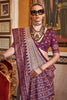 Enthralling Grey Printed Silk Event Wear Saree With Blouse