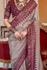 Enthralling Grey Printed Silk Event Wear Saree With Blouse