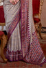 Enthralling Grey Printed Silk Event Wear Saree With Blouse