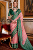 Ravishing Peach Printed Silk Event Wear Saree With Blouse