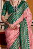 Ravishing Peach Printed Silk Event Wear Saree With Blouse