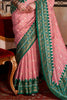 Ravishing Peach Printed Silk Event Wear Saree With Blouse