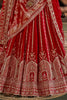 Enchanting Red Embroidered Silk Bridal Wear Lehenga With Double Dupatta