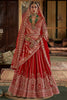 Enchanting Red Embroidered Silk Bridal Wear Lehenga With Double Dupatta