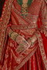 Enchanting Red Embroidered Silk Bridal Wear Lehenga With Double Dupatta
