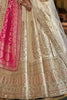 Elegant Off-White Pearl Work Silk Bridal Lehenga Choli With Double Dupatta