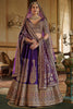 Outstanding Purple Sequins Silk Bridal Lehenga Choli With Double Dupatta