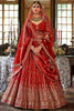 Alluring Red Stone Work Silk Bridal Wear Lehenga Choli With Double Dupatta