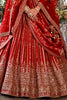 Alluring Red Stone Work Silk Bridal Wear Lehenga Choli With Double Dupatta