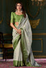 Charming Olive Green Printed Dola Silk Mehendi Wear Saree