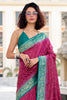Fabulous Magenta Bandhani Printed Silk Traditional Saree With Blouse