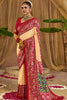 Striking Cream Chikankari Work Tussar Silk Festival Wear Saree