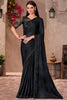 Lovely Black Chiffon Border Work Reception Wear Saree With Blouse