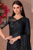 Lovely Black Chiffon Border Work Reception Wear Saree With Blouse