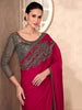 Gorgeous Red Border Work Chiffon Party Wear Saree With Blouse
