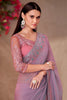 Captivating Pink Border Work Georgette Festival Wear Saree With Blouse