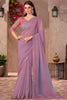 Captivating Pink Border Work Georgette Festival Wear Saree With Blouse
